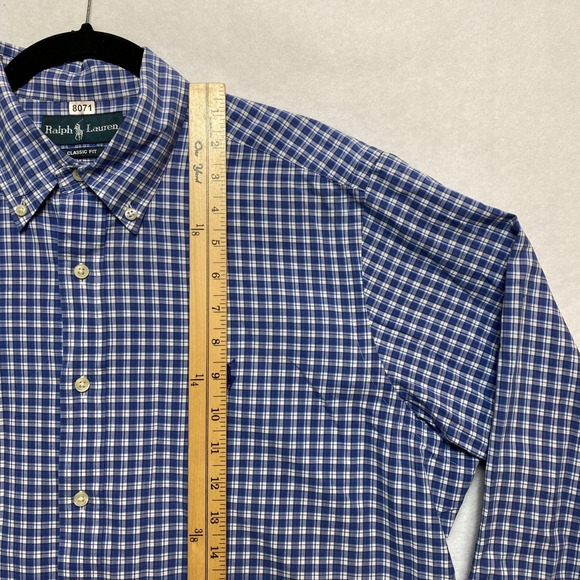Ralph Lauren Shirt Mens Large Blue White Long Sleeve Classic Fit Button Down - Picture 2 of 8